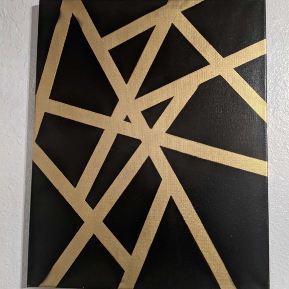 Black & Gold Canvas Painting 16" x 20" - Picture 1 of 1